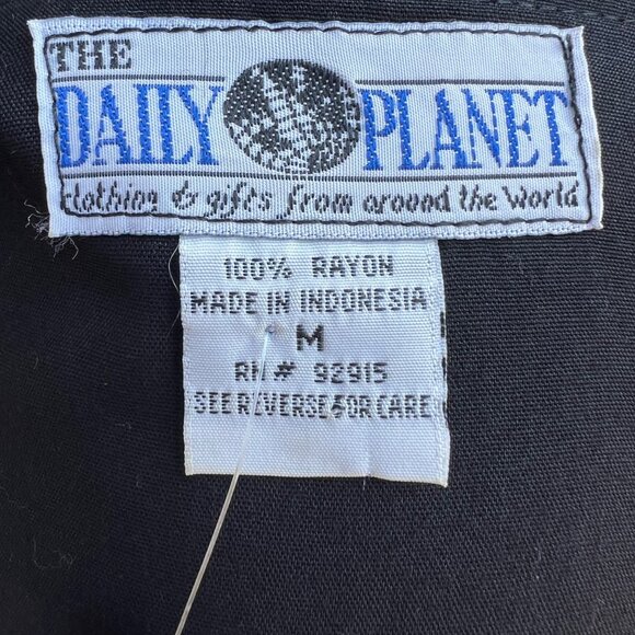 Black Colorful Floral Embroidered Jacket Boho Asian The Daily Planet Sz Medium - Picture 5 of 7